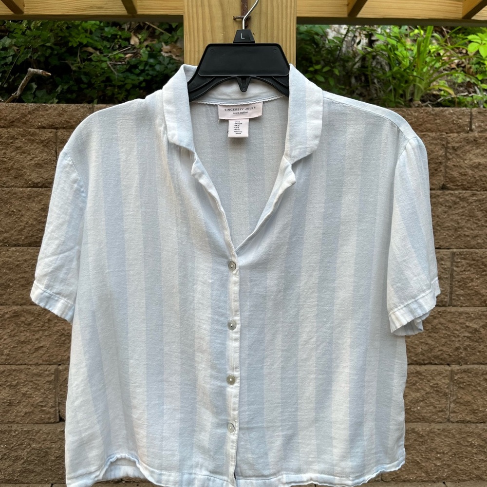 Sincerely Jules White Crop Button Down Shirt